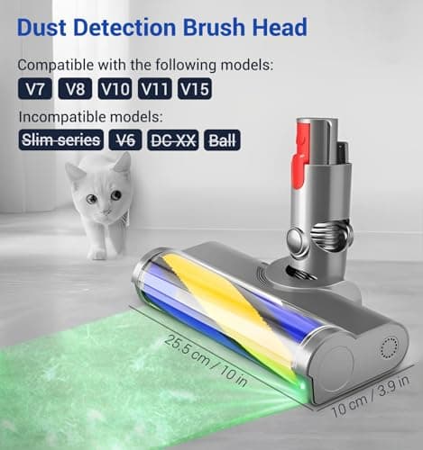 Dust Detection Brush Head Compatible for Dyson Vacuum Cleaners V7, V8, V10, V11, V15, Spare Parts, Hard Floor Accessories - Image 3