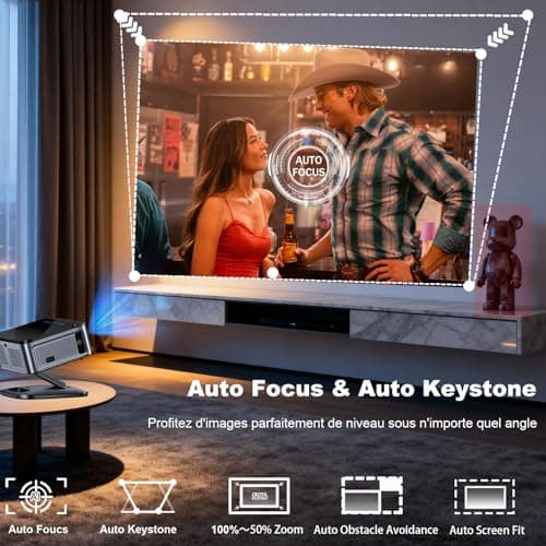 Video Projector【1500 ANSI/Auto Focus/360° Rotation】 XIWBSY Video Projector Google TV/Voice Control, WiFi 6 Bluetooth 5.3, 4K Projector Supported 38000 Lumen, Projector Home Cinema/Outdoor - Image 4