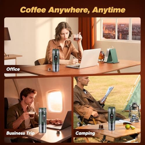 2 in 1 Portable Coffee Maker with 7650mAh Battery, Hot/Cold Extraction, for Nespresso Capsules and Ground Coffee, Portable Coffee Maker for Office, Travel and Camping (Green) - Image 7