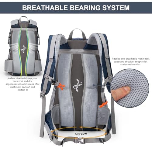 MOUNTAINTOP 40L Men's Women's Hiking Backpack Travel Backpack with Rain Cover for Travel Camping Trekking, 55 x 35 x 25 cm - Image 5
