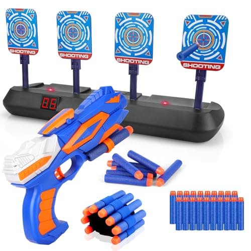 Cible de Tir pour Nerf avec Pistolet Jouet, Cible Electrique Automatique avec 20 Flechette Jeux Enfant Garçon Fille 3 4 5 6 7 8 9 10 Ans Cadeau Anniversaire Paques Balster Gun Toy - Image 2