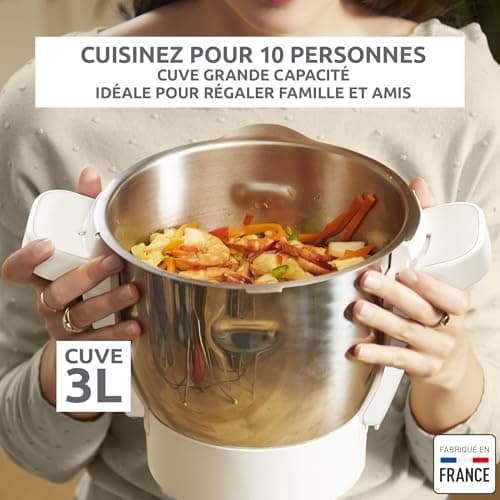 Moulinex Companion, HF8408F1 Robot Cooker, 14 Functions, 3L Bowl, Capacity XL 10 People, Cook, Mixing, Chopping, Silent, Dishwasher Safe, Made in France, Grey - Image 3
