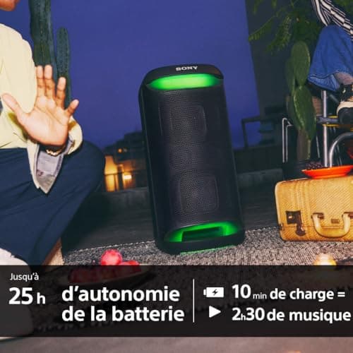 Sony SRS-XV500 - Enceinte Party Box pour la fête sans fil Bluetooth avec son puissant et MEGA BASS- Autonomie de 25 heures, portable, éclairage LED, Party Connect, IPX4, prises Karaoke Mic/Guitar-Noir - Image 4