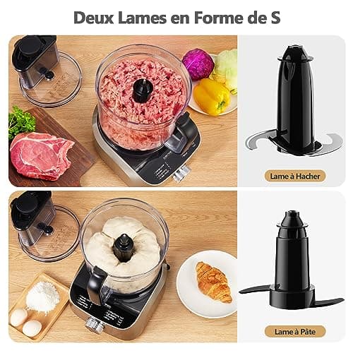 YASHE Robot Cuisine Multifonctions – Blender, Mixeur, Moulin, Presse-Agrumes, Pétrin avec Bol de 2,5L et Blender de 1,5L, 1300W, 3 Vitesses, Fonction Pulse, Verrouillage de Sécurité - Image 7