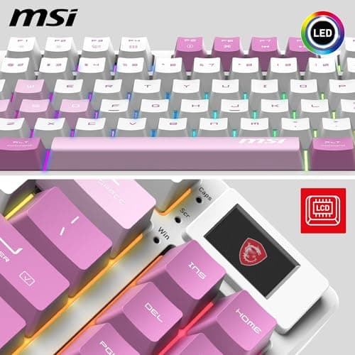 MSI Forge GK600 TKL Wireless Purple FR Mechanical AZERTY Keyboard with Linear Switches - Sublimation Printed PBT Keys, Non-slip Base, RGB LED, USB 2.0, Bluetooth, 2.4 GHz - Tenkeyless - Image 6