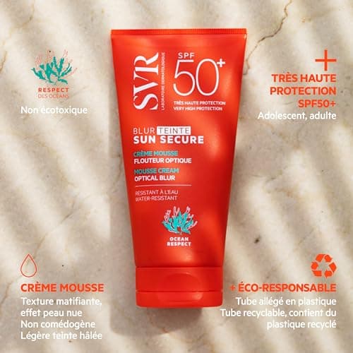 SVR - Sun Secure Blur Teinté SPF50+ - Crème mousse solaire teintée effet flouteur optique – Pprotection UVA, UVB, infrarouge & lumière visible – Peaux sensibles – Niacinamide, Vitamine E – 50 ml - Image 6