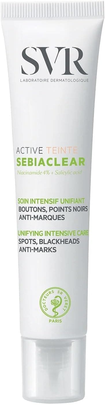 SVR SVR - Sebiaclear Active Tinted - Anti-blemish tinting treatment – Evens out the complexion & mattifies – Acne-prone oily skin – Niacinamide 4% & Salicylic Acid – 40 ml