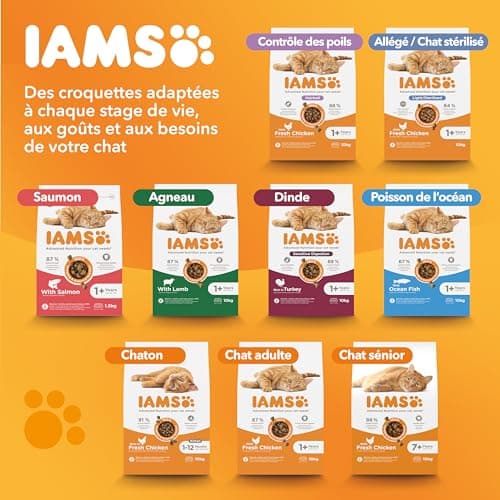 IAMS Advanced Nutrition - Croquettes Premium Chats Adultes - 100% Complètes et Equilibrées - Au poulet frais - Sans OGM Colorants Arômes Artificiels - Sac refermable 1,5 kg - Image 10