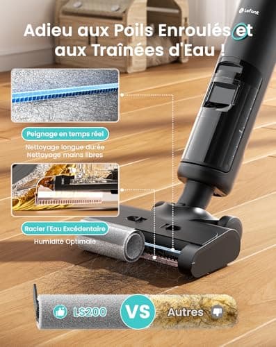 Lefant LS200 Aspirateur Balai Laveur Intelligent sans Fil pour Sols Durs, 20kPa, Autonettoyage avec Racleur Résistant, Nettoyage et Lavage en Un Seul Passage, Jusqu’à 230 ㎡, Réservoir d’Eau 700 ML - Image 4