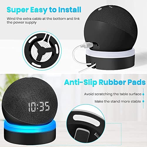 For Amazon Echo Dot 4 / Echo Dot 5 Holder with Luminescent Desktop Stand Accessories with Integrated Cable Management, No Screws Required, Speaker Rack (Amazon Echo Dot 4 / Echo Dot 5, Black) WL808 - Image 7