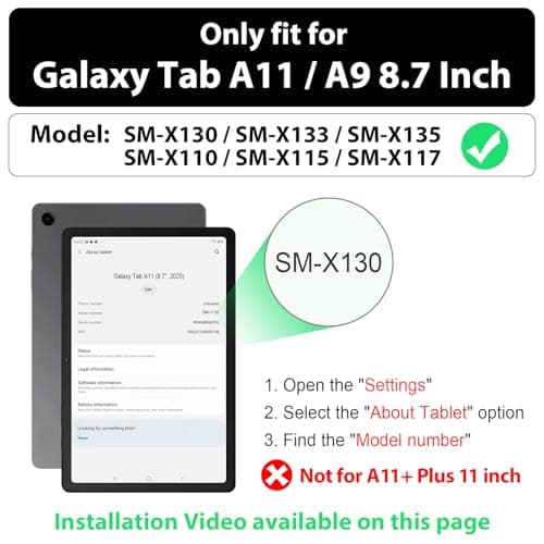SEYMAC Case for Samsung Galaxy Tab A11/A9 8.7 Inch 2025/2023, Shockproof Case for Galaxy A11 with Screen Protector, 360° Rotating Stand/Hand Strap, Shoulder Strap, with Pen Holder, Black - Image 3