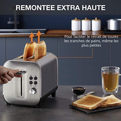 Krups Toaster with 2 wide slots, premium brushed stainless steel, 8 temperature settings, Extra-high lift, Crumb tray tray, Excellence KH682D10 - Image 6