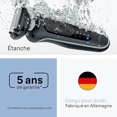 Braun Rasoir Electrique Homme Series 6 62-G1200SI Gris, Etanche, Lames Flexibles Pour Raser Doucement La Barbe et Le Visage, 2 Modes De Rasage, Tondeuse De Précision, Coffret Avec Brosse De Nettoyage - Image 7