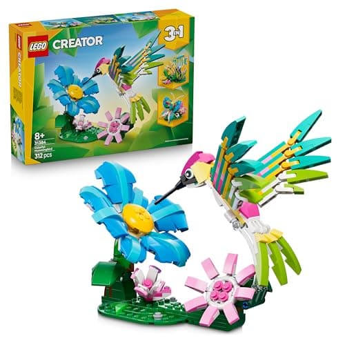 LEGO Creator 3-en-1 Animaux Sauvages : le Colibri Coloré - Jouet Oiseau se Transformant en Figurine de Papillon ou Poisson - Décoration Intérieure DIY - Cadeau Original Fille ou Garçon dès 8 ans 31384 - Image 2