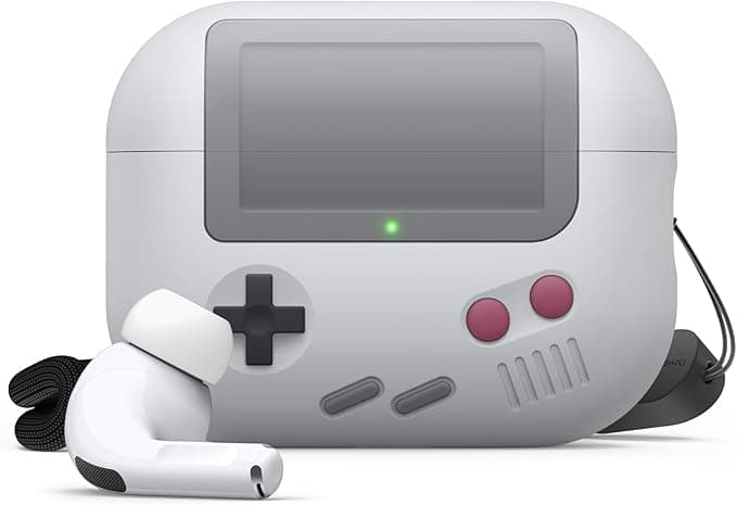 elago AW5 Case Compatible with Apple AirPods Pro 2nd Generation Case, Classic Video Game Console Design Case, Lanyard Included (Grey)