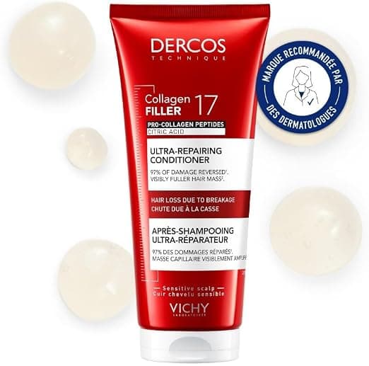 Vichy, Dercos, Collagen 17 Repair Ultra-Repair Conditioner, Anti-Breakage & Total Repair, Reinforced Fiber, Volume & Flexibility of the Hair, 200 ml - Image 1