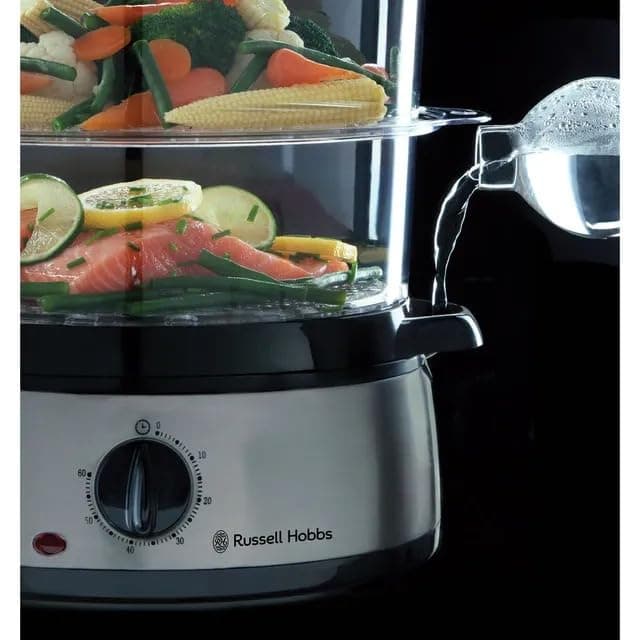 Russell Hobbs Cook@Home Steamer [Large Capacity] (800 W, 9 L, 3 Levels, 1 Rice Cooker Basket + 6 Egg Holders Included, Digital Screen, Programmable Timer, 3 Baskets Without BPA) 19270-56 - Image 5