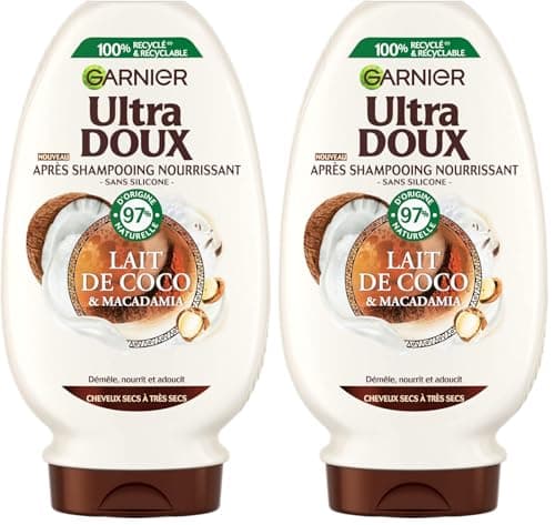 Garnier Ultra Doux Conditioner with Coconut Milk and Macadamia 250 ml (Pack of 2) - Image 2