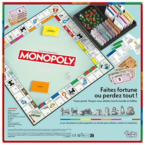 Monopoly, Large Board Game with Storage Box and Pawns - French Version - Image 7