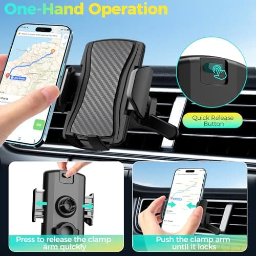 Brencco Car Phone Holder with 360° Rotation Metal Hook & Double Foot Mobile Phone Holder for 4.0-7.0 Inch Smartphone - Image 3