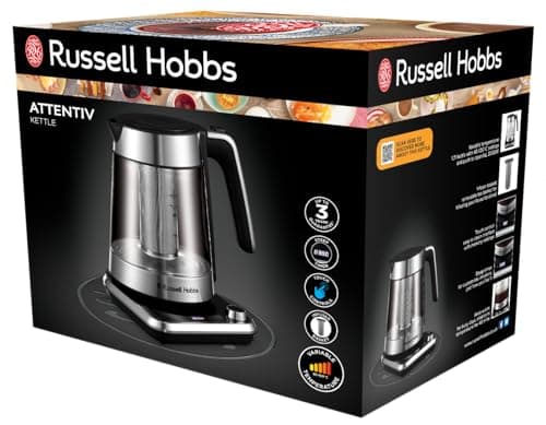 Russell Hobbs Attentiv Electric Glass Kettle [Ideal for Tea] (1.7L, 2400 W, Removable Stainless Steel Infusion Filter, Temperature Control 40-100°C, Touch Control & Timer) 26200-70 - Image 5
