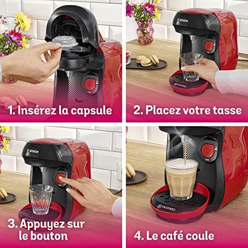 Bosch Tassimo Happy TAS1003 Capsule Coffee Maker Multi Drink Coffee Maker for Over 40 Drinks with Intellibrew Technology 1400 W Red - Image 5