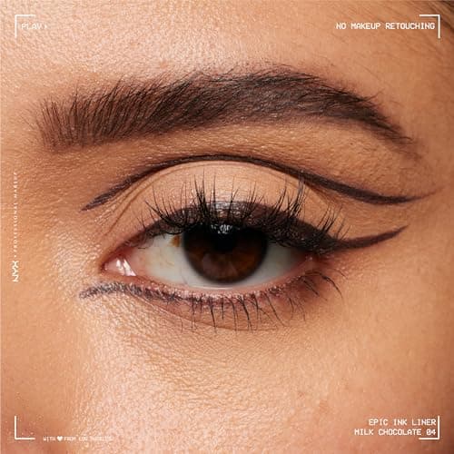 NYX Professional Makeup Eyeliner Liquide à Pointe Feutre Epic Ink Liner, Waterproof, Formule Vegan, Teinte : Milk Chocolate - Image 3