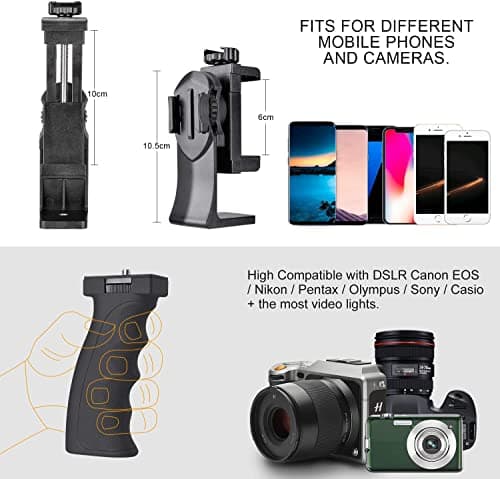 2 in 1 Ergonomic Hand Grip Stabilizer Smartephone Sports Camera Stand Kit Portable Handle for Youtube Tiktok Travel Video Vlog Compatible with Gopro iPhone - Micro/Video LED Light Adaptable - Image 8
