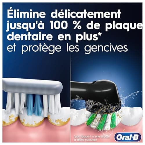 Oral-B Brosses A Dents Electriques Duo Pro 3 Noire Et Rose, Avec 3 Modes De Nettoyage 3D Dont Blancheur, Brossage Avec Des Oscillo-Rotations Et Pulsations, 3 Brossettes De Rechange RondesOral B - Image 3