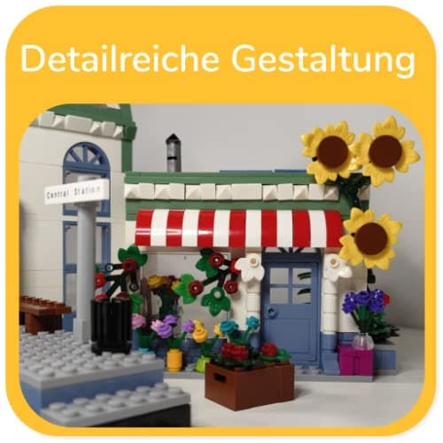 myBrickZ 0001 Large Train Station with Flower Shop, 1.120 Building Block, Gift for Boys and Girls, Compatible with Lego, MOC House for Train and City, City Building Set Bricks - Image 5