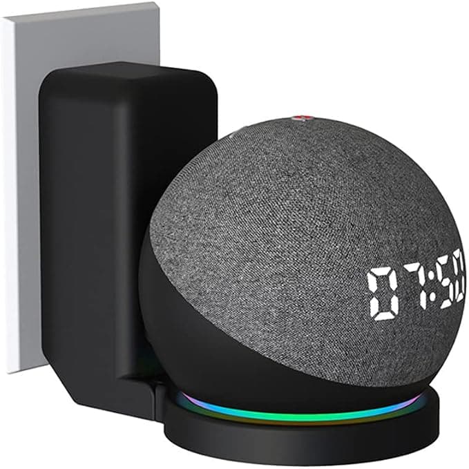For Amazon Echo Dot 4 / Echo Dot 5 Holder Wall Mount Stand Mount Accessories with Integrated Cable Management, No Screws Required, Speaker Accessories Rack (Amazon Echo Dot 4 / Echo Dot 5, Black) - Image 1