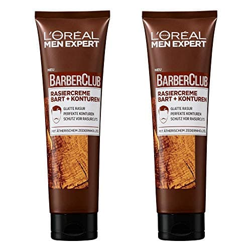 L'Oréal Men Expert Barber Club Crème de rasage pour les contours de barbe Transparent pour un rasage précis et précis grâce à une bonne vision de l'huile de bois de cèdre (2 x 150 ml) - Image 3