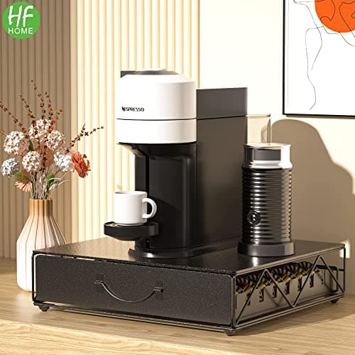 HFHOME Nespresso Vertuoline Capsule Holder, Coffee Pod Holder, Storage Drawer for 48 Vertuo Coffee Capsules and 48 Dolce Gusto Capsules - Image 6