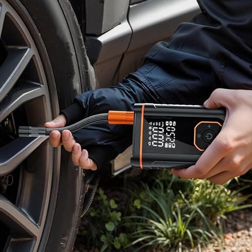 Gonfleur De Pneu Portable, Compresseur D'air Électrique De Voiture, Pompe À Pression De Batterie Haute Capacité 5 V 2 A Mobile, Pompe À Pneu Numérique 12 V USB, Pour Voitures Motos Vélos Garage De Voy - Image 4
