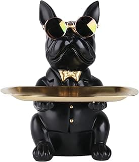 Bulldog Bulldog Statue Multifunction Resin Decorative Dog Tray Creative Box Dog Keychain Applicable for Storing Collars, Bracelets, Decorative Sculptures