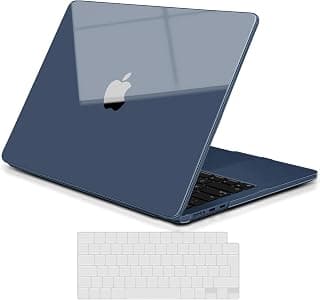 TECOOL Premium Coque Ultrafine pour MacBook Air M4 M3 M2 13,6 Pouces 2025 A3240 2024 A3113 2022 A2681, « Cristal Minuit Bleu» Coque Rigide en Plastique Brillante Protection Clavier UE en TPU