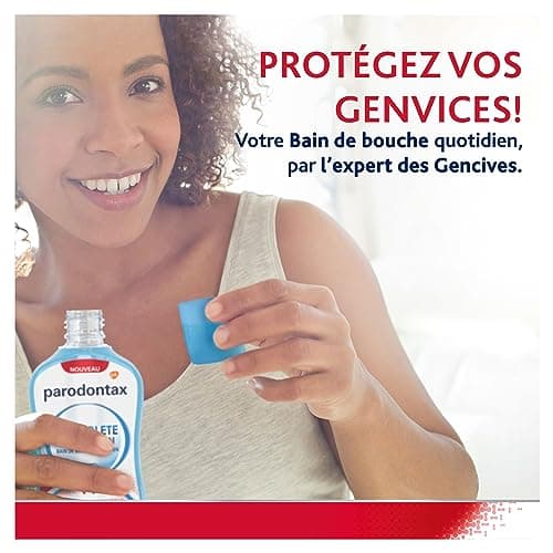 PARODONTAX - Bain de Bouche Quotidien Complete Protection - 8 Bénéfices pour des Gencives Saines & des Dents Fortes - Combat les Bactéries de la Plaque Dentaire - 0% Alcool - Menthe Fraîche - 2x500 ml - Image 4