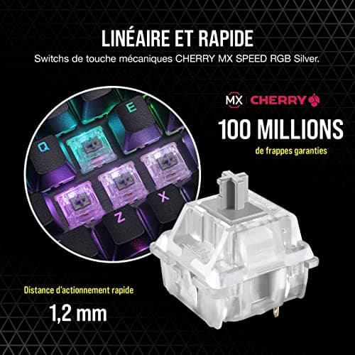 Corsair K70 RGB PRO Wired Mechanical Gaming Keyboard (CHERRY MX RGB Speed Switches, 8,000Hz Polling Rate, Dual Injection Pro PBT Keys, Soft Wrist Rest) AZERTY, FR - Black - Image 6