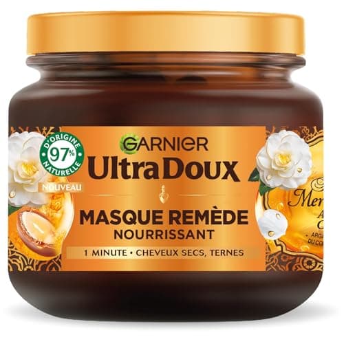 Garnier Ultra Doux - Masque Remède Nourrissant - Huile d'Argan & de Camélia - Pour Cheveux Secs & Ternes - Sans Silicone & Sans Parabène - 340 ml - Image 2