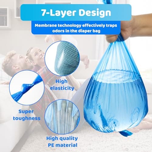 Baby Nappy Bin, 12 Pieces Refill Nappy Bin, Baby Refill Nappy Bin Bag Compatible with Tommee Tippee, Angelcare, Genie Litter Locker, 7 Protective Layers - Image 4