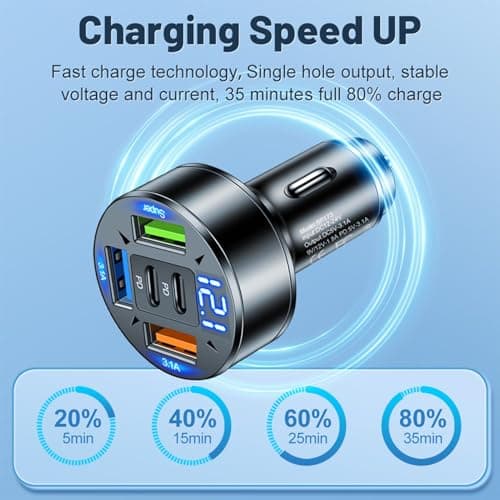 Chargeur de téléphone de voiture | Chargeur de voiture USB super rapide USB de type C Adaptateur de chargeur de voiture multi-ports | Type C Pd Super Fast Charge Mobile Phone Socket Adapter en - Image 7