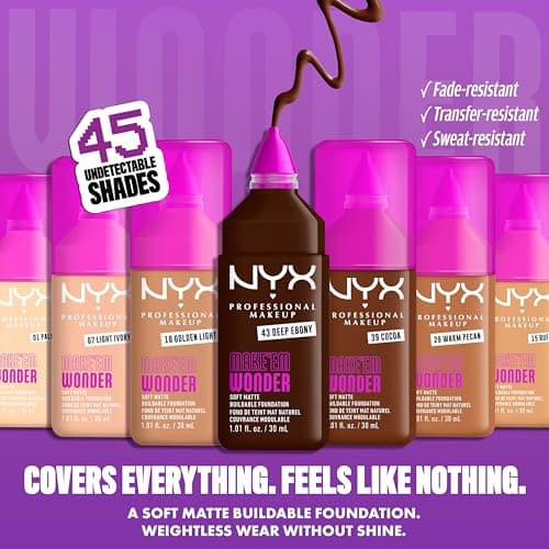 NYX Professional Makeup - Make 'Em Wonder - Foundation - 24h hold - No plaster effect - Hyaluronic Acid and Guarana Extract - Vegan Formula - Shade : Fair Ivory 5-30 ml - Image 4