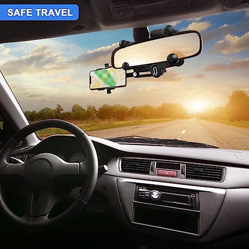 Car Phone Holder, 360° Rotation Fixed Car Phone with One Button Release for Car, Mobile Phone, Dashboard & Windshield - Image 6