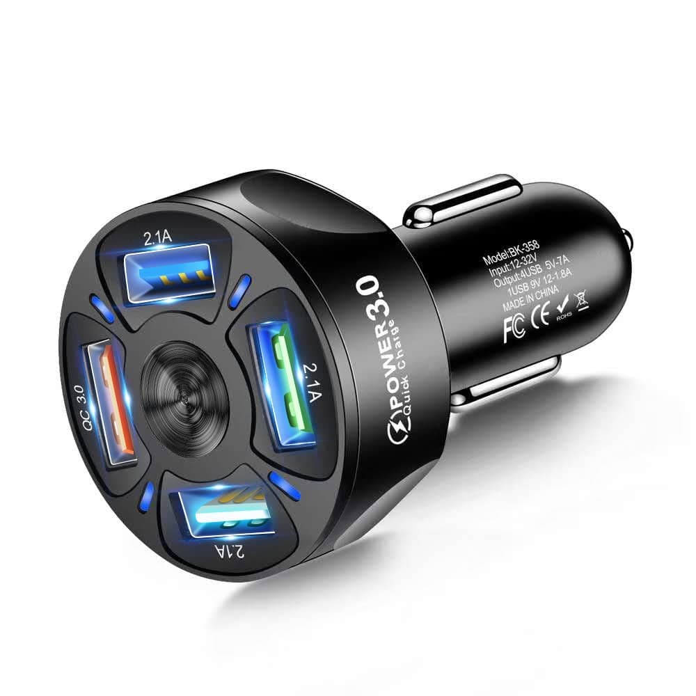Mobil 4 Ports USB Car Charger Mobile Phone Car Cigarette Lighter Charger Accessories Compatible with Tablet, iPhone, Samsung