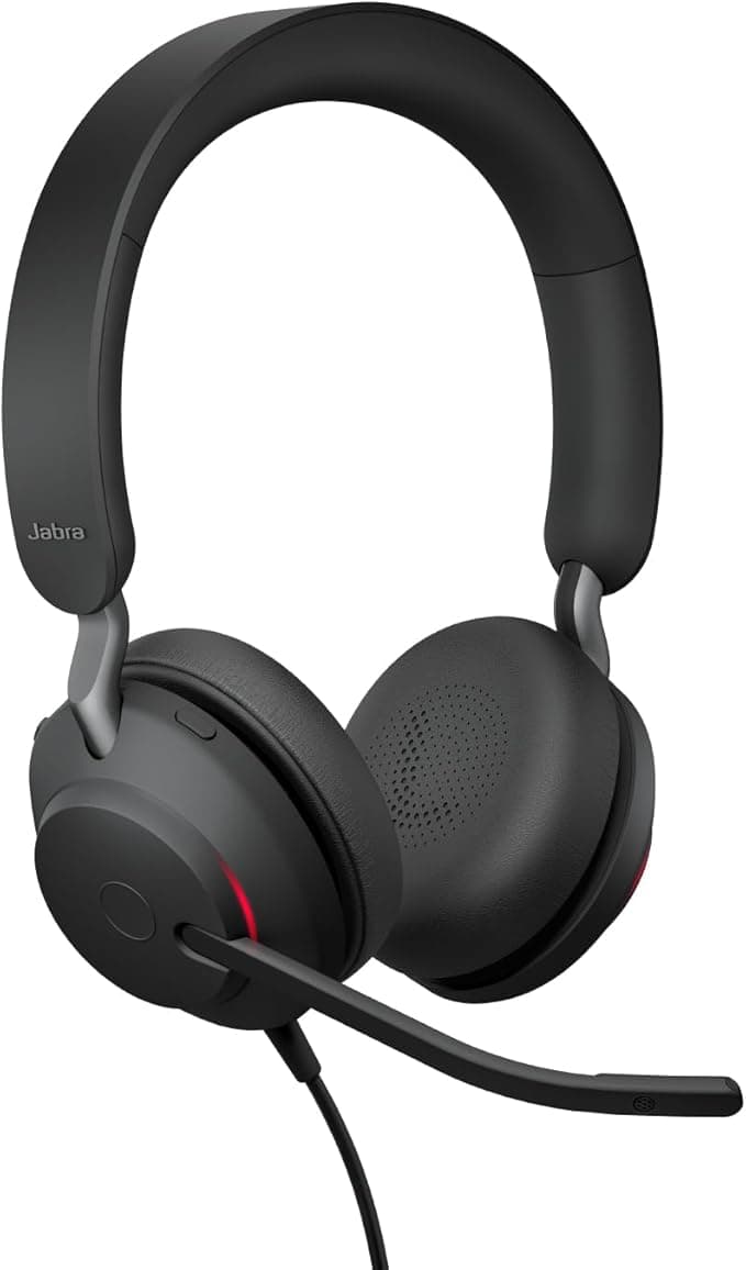 Jabra Evolve2 40 SE, Wired Stereo Noise Cancelling Headphones with 3 Microphones and USB-C/A Cable, Microsoft Teams Certified, Ideal for Office and Call Centres, Easy Installation, Black