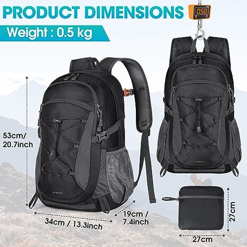 RAINSMORE Hiking Backpack 40L Ultralight Foldable Travel Backpack Men Women Waterproof Trekking Backpack Large Capacity for Mountaineering Climbing Sport Camping - Image 4