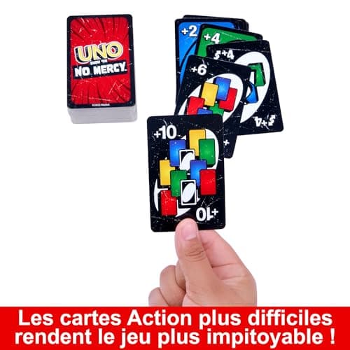 Mattel Games UNO No Mercy Card Game in Carry and Travel Box for Family Game Nights, with Special Rules and Stronger Penalties, HXT57 - Image 5