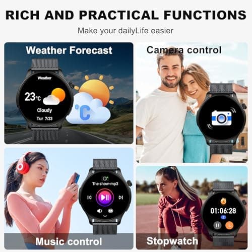 Montre Connectée Homme Femme Smartwatch: Etanche Fitness Smart Watch avec Appel Bluetooth Fréquence Cardiaque Spo2 Sommeil Moniteur 120+ Modes Sport Podomètre Montre Intelligente pour Android iOS - Image 6