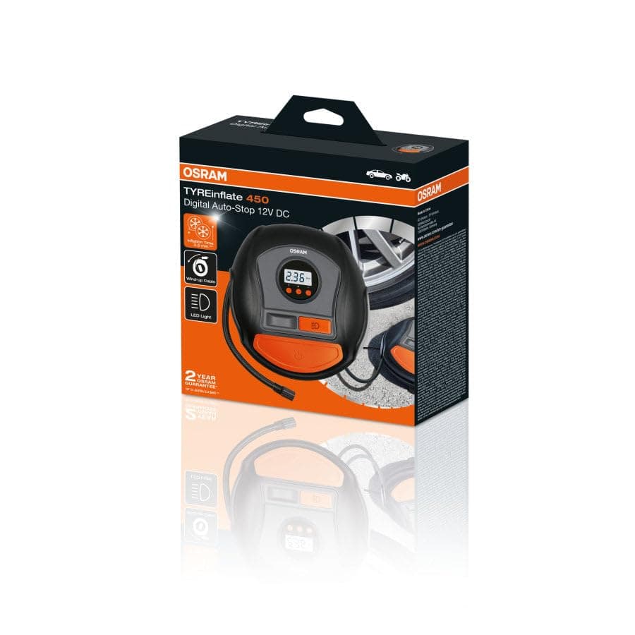 OSRAM TYREInflate 450 Digital Tyre Inflator with LED Light, Portable 12V Car Tyre Air Compressor Car Tire Power Supply, 3.5 Min Tire Inflation - Image 5
