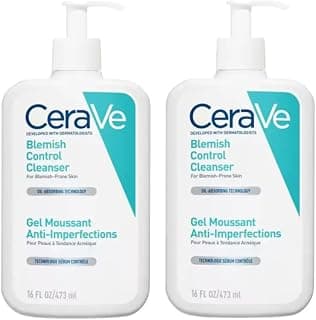 CeraVe Blemish Control Lot de 2 nettoyants pour le visage – 2 % d'acide salicylique et de niacinamide – Gel nettoyant quotidien anti-imperfections pour peaux grasses et sujettes aux imperfections 473